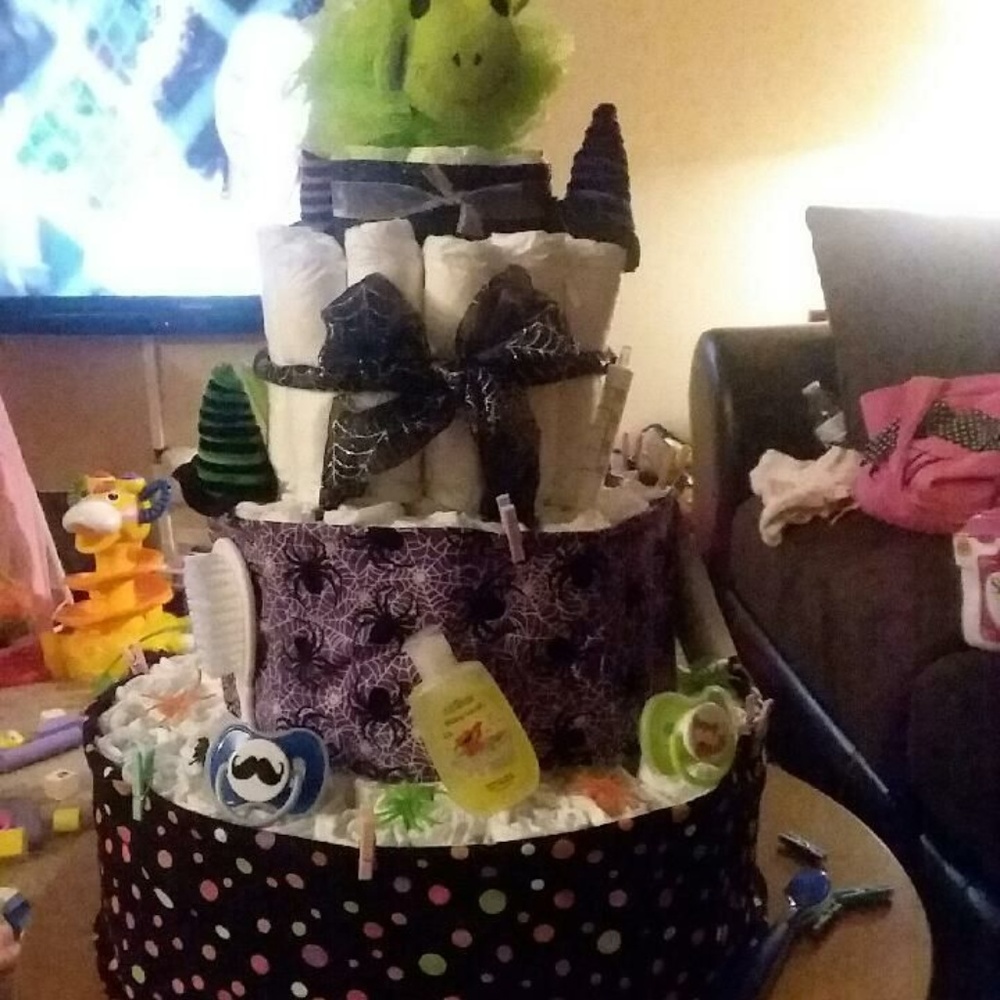 Halloween themed baby diaper cake
